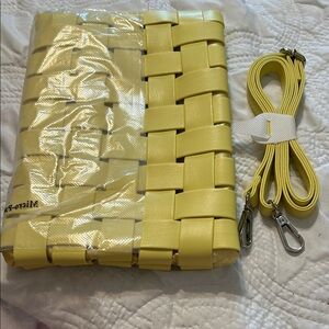 Anthropologie Yellow Woven Crossbody Bag